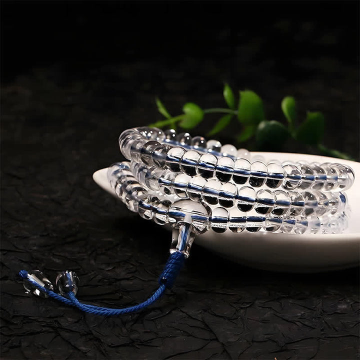 Buddha Stones Liuli 108 Flat Beads Spiral Rope Wisdom Mala - image 2