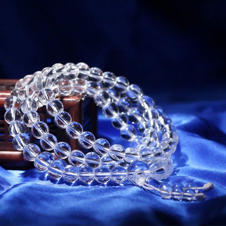 Buddha Stones 108 Clear Quartz Beads Protection Mala - image 3