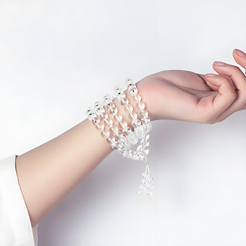 Buddha Stones 108 Clear Quartz Beads Protection Mala - image 7