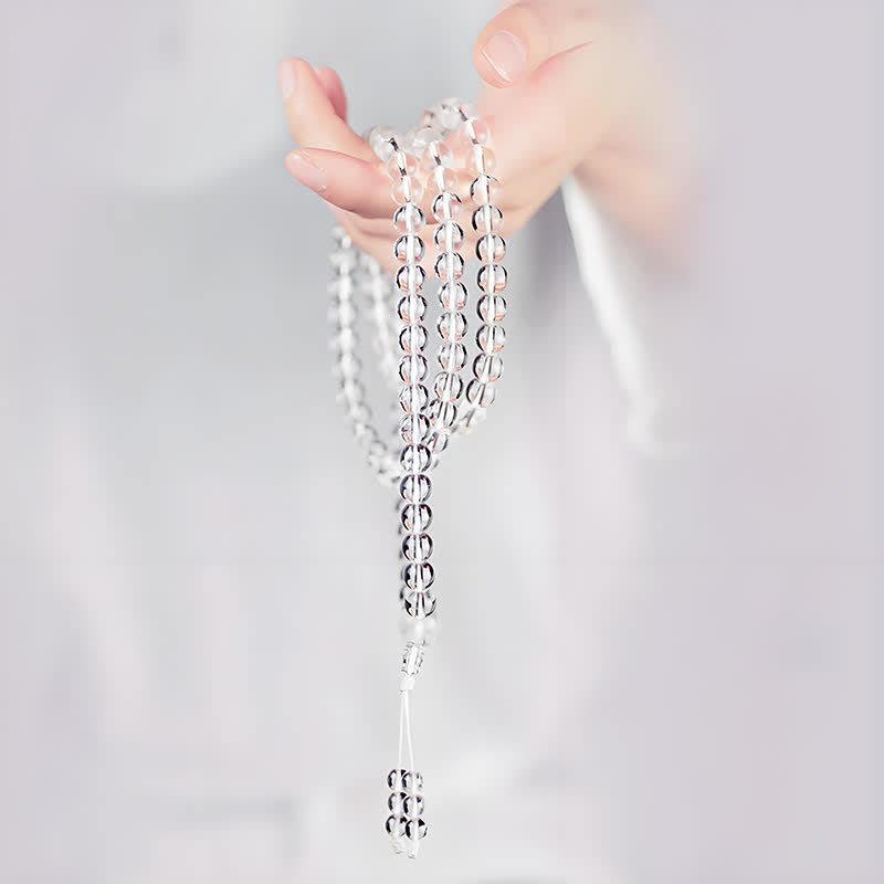Buddha Stones 108 Clear Quartz Beads Protection Mala - image 8
