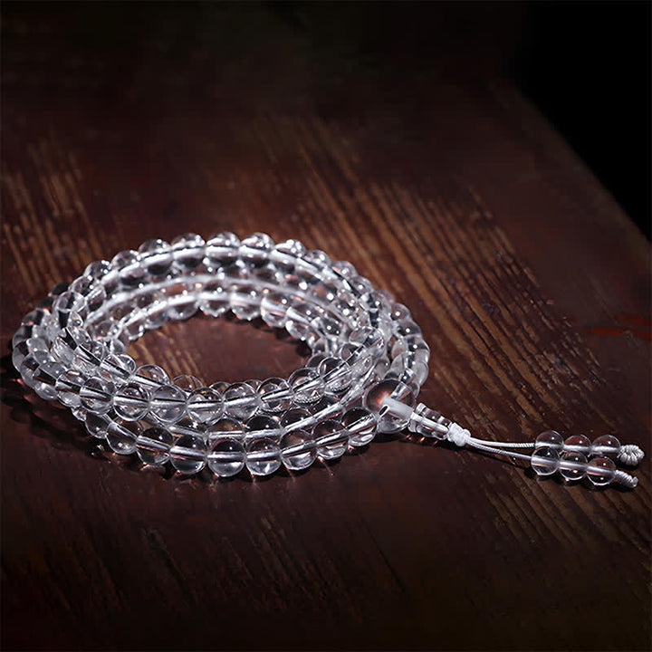 Buddha Stones 108 Clear Quartz Beads Protection Mala - image 4