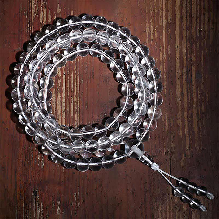 Buddha Stones 108 Clear Quartz Beads Protection Mala - image 2