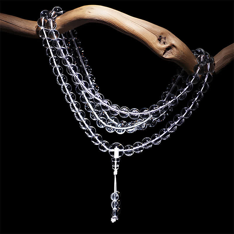 Buddha Stones 108 Clear Quartz Beads Protection Mala - image 6