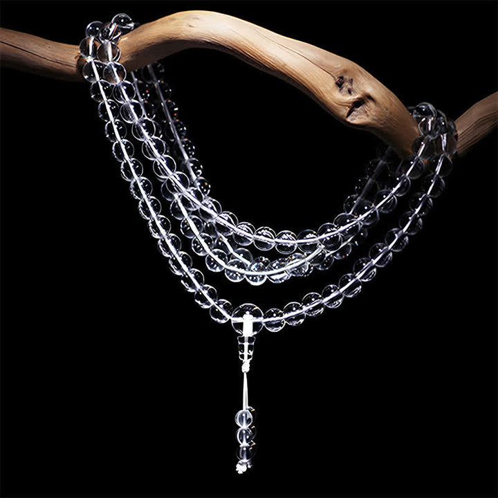 Buddha Stones 108 Clear Quartz Beads Protection Mala - image 6