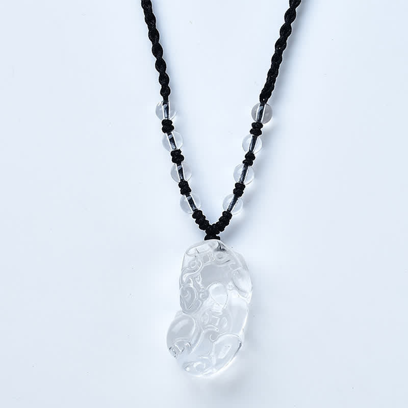 Buddha Stones Natural Clear Quartz Pixiu Clarity Beads Rope Necklace - image 4