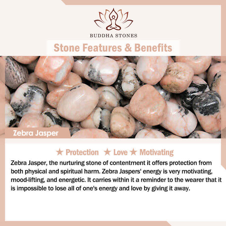 Buddha Stones 3pcs Zebra Jasper Lotus Enlightenment Beaded Bracelet - image 7