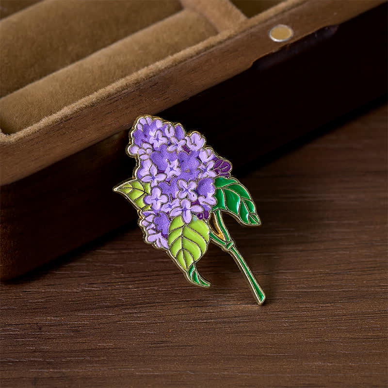 Buddha Stones Small Forget-Me-Not Corn Poppy Lily of the Valley Hydrangea Lupine Copper Brooch - image 13