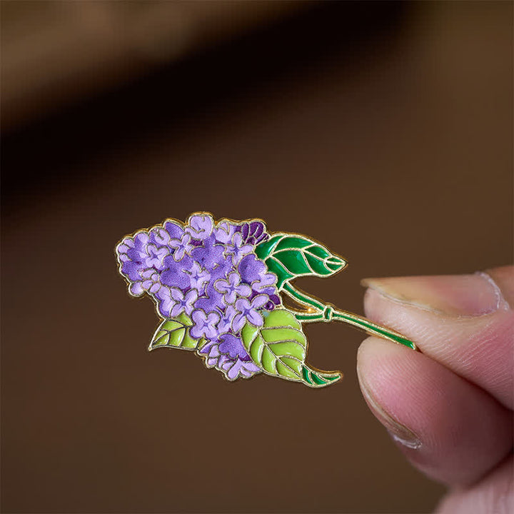 Buddha Stones Small Forget-Me-Not Corn Poppy Lily of the Valley Hydrangea Lupine Copper Brooch - image 14