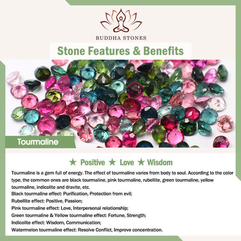 Buddha Stones 12mm Natural Crystal Aquamarine Tourmaline Bead Healing Necklace - image 5
