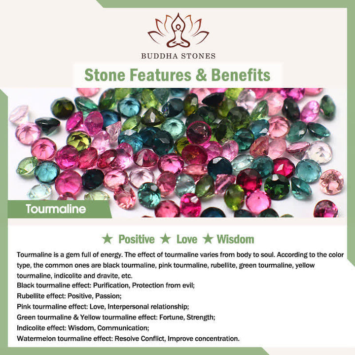 Buddha Stones 12mm Natural Crystal Aquamarine Tourmaline Bead Healing Necklace - image 5