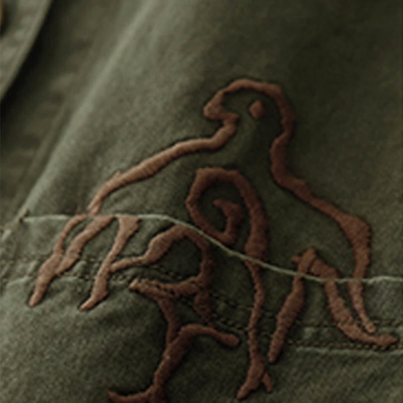 Buddha Stones Spring Vintage Twill Bird Embroidery Cotton Women's V Neck Cropped Sleeveless Vest With Pockets - image 19