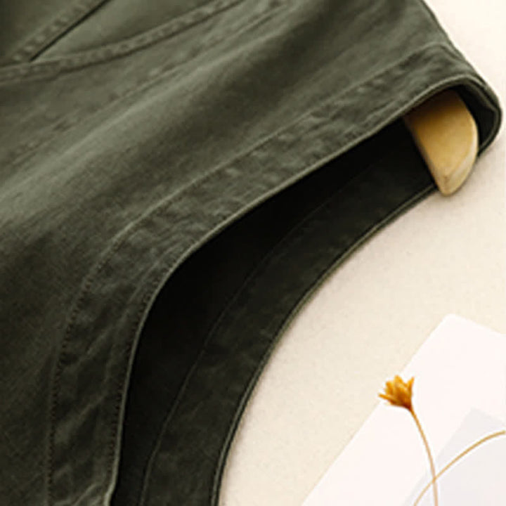 Buddha Stones Spring Vintage Twill Bird Embroidery Cotton Women's V Neck Cropped Sleeveless Vest With Pockets - image 17