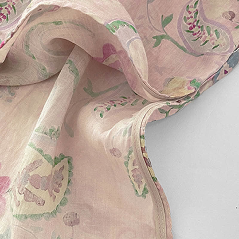 Buddha Stones Summer Vintage Paisley Floral Mandarin Collar Women's Short Sleeve Dresses With Pockets - image 9