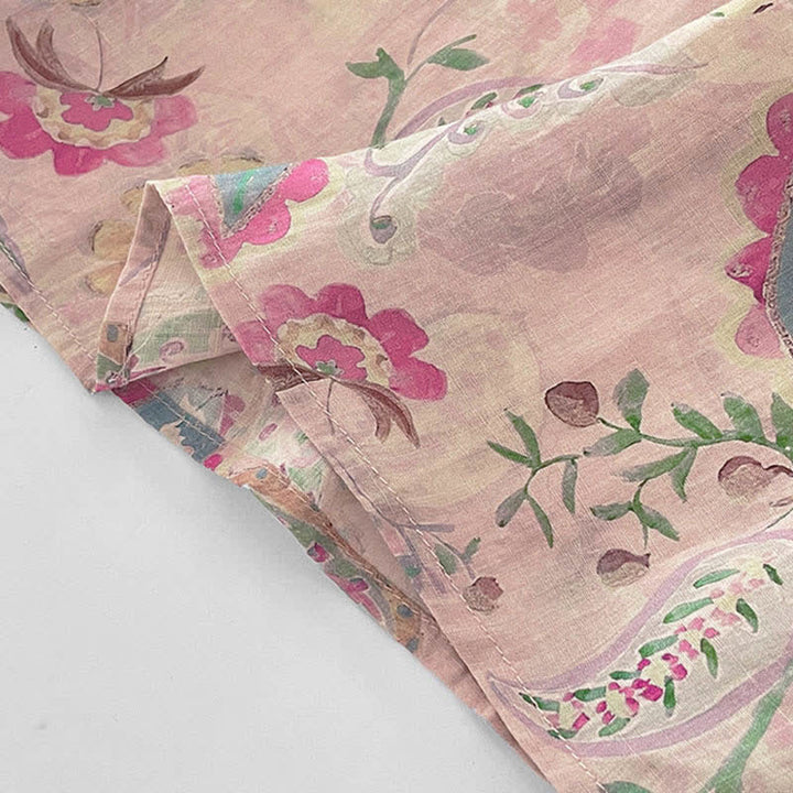Buddha Stones Summer Vintage Paisley Floral Mandarin Collar Women's Short Sleeve Dresses With Pockets - image 6