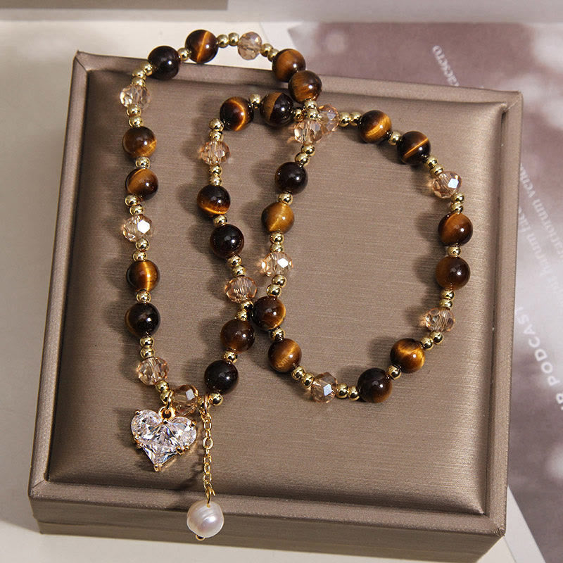 Buddha Stones Natural Tiger Eye Love Heart Double Wrap Protection Bracelet - image 4