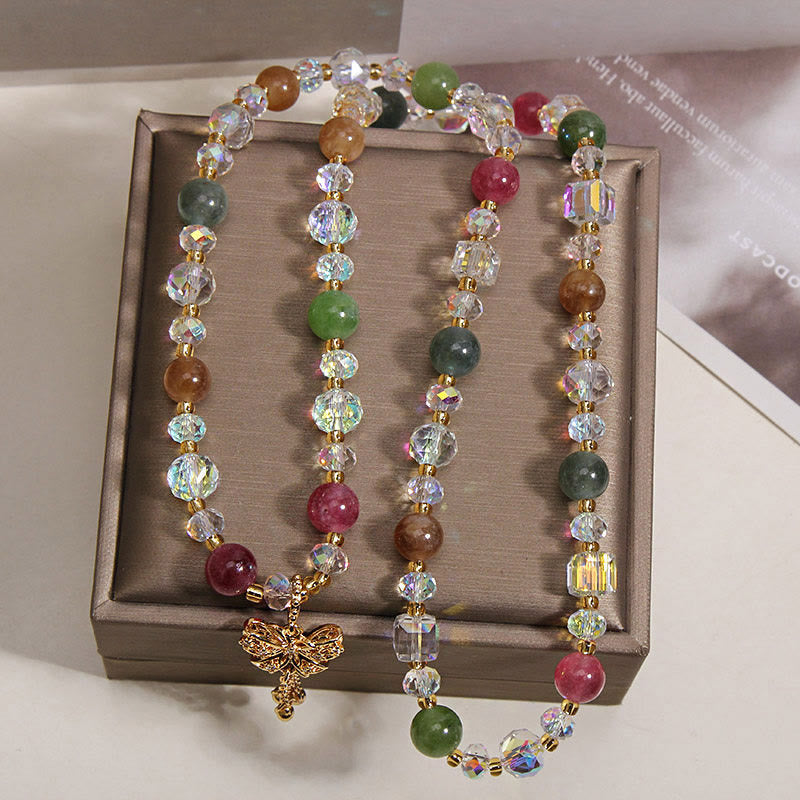 Buddha Stones Colorful Tourmaline Butterfly Wisdom Triple Wrap Bracelet - image 3