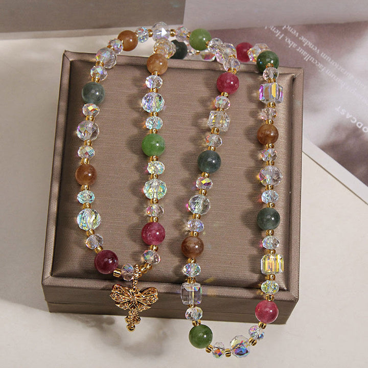 Buddha Stones Colorful Tourmaline Butterfly Wisdom Triple Wrap Bracelet - image 3