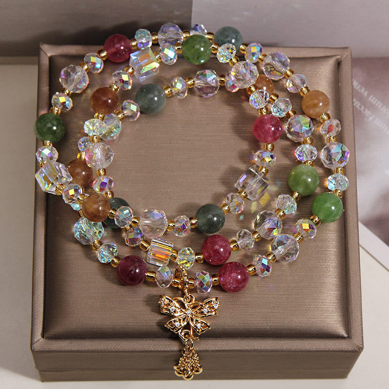 Buddha Stones Colorful Tourmaline Butterfly Wisdom Triple Wrap Bracelet - image 1