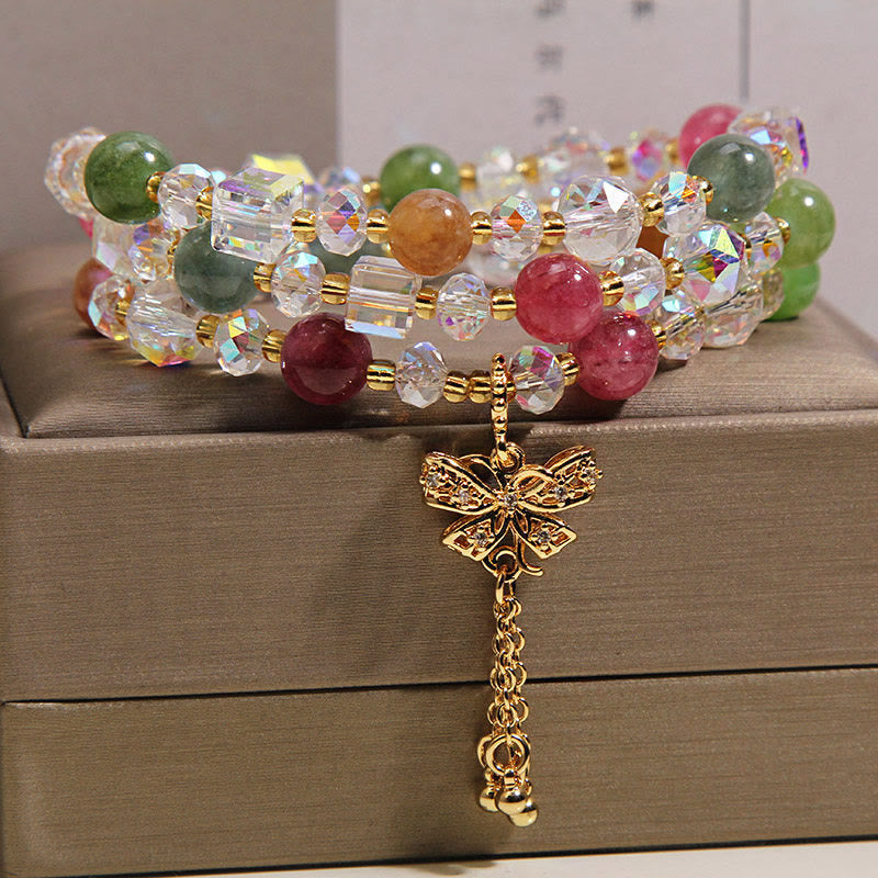 Buddha Stones Colorful Tourmaline Butterfly Wisdom Triple Wrap Bracelet - image 4