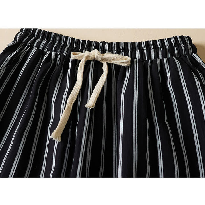 Buddha Stones Spring Elastic Waist Solid Women's Cropped Wide Leg Pants With Pockets - image 2
