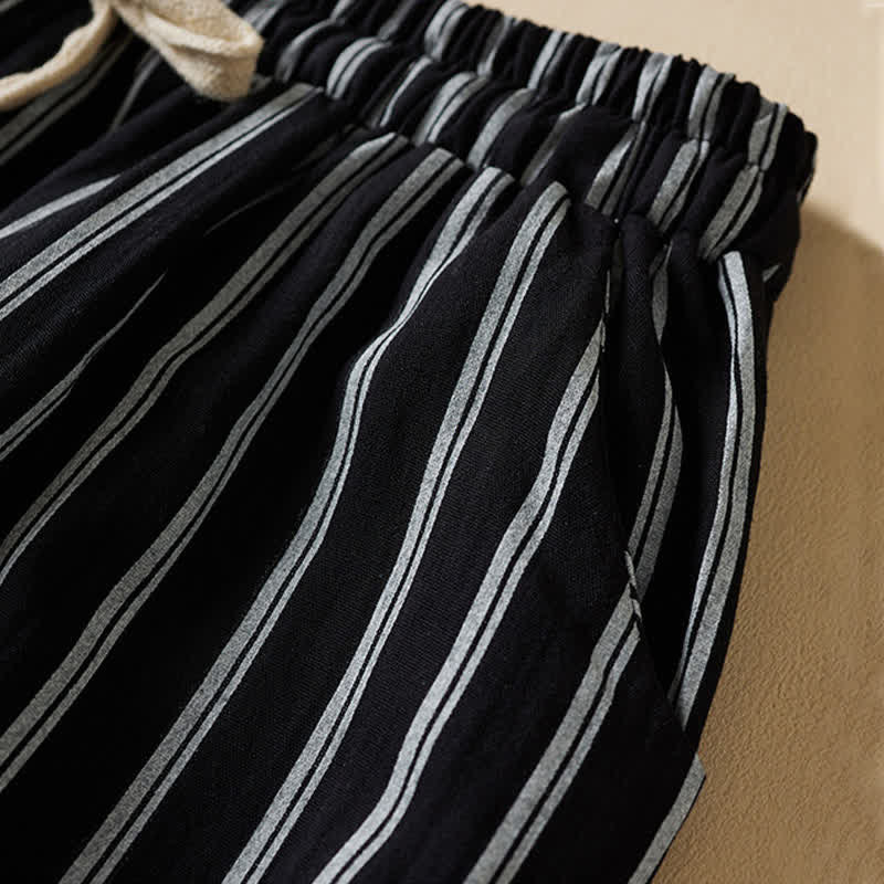 Buddha Stones Spring Elastic Waist Solid Women's Cropped Wide Leg Pants With Pockets - image 3