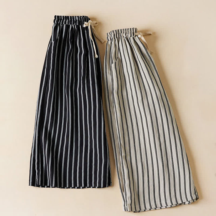 Buddha Stones Spring Elastic Waist Solid Women's Cropped Wide Leg Pants With Pockets - image 12