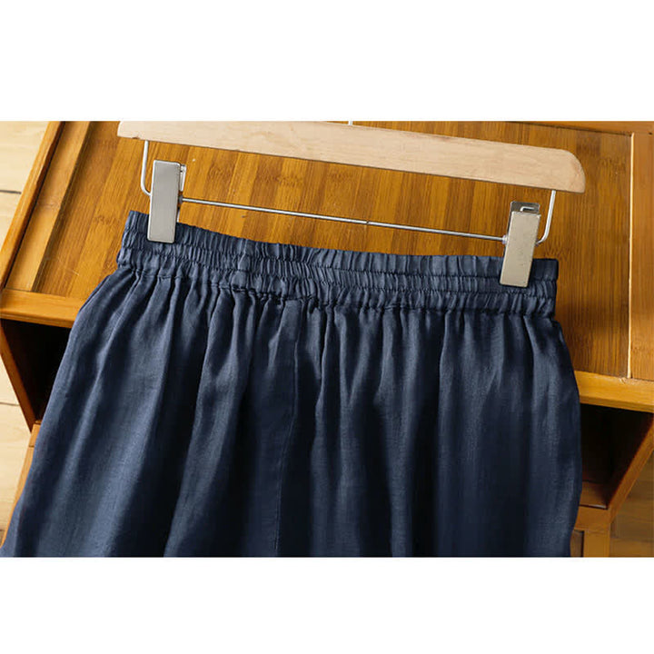 Buddha Stones Summer Boho Embroidery Solid Women's Wide Leg Pants With Pockets - image 2