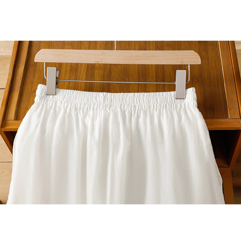 Buddha Stones Summer Boho Embroidery Solid Women's Wide Leg Pants With Pockets - image 10