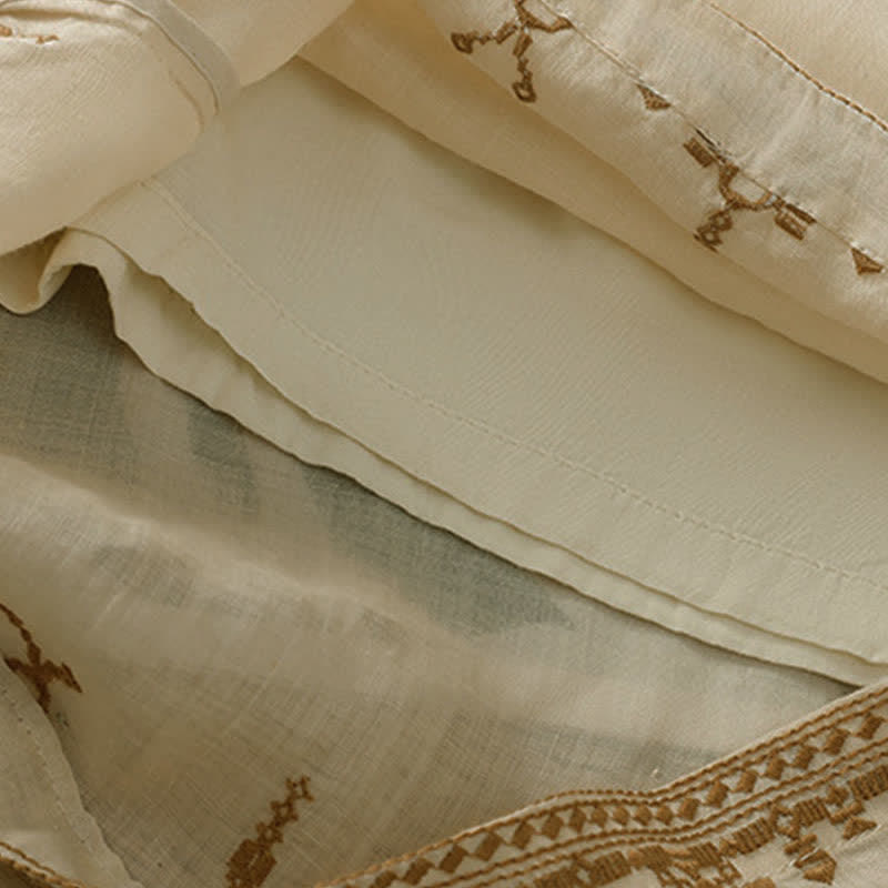 Buddha Stones Summer Boho Embroidery Solid Women's Wide Leg Pants With Pockets - image 19