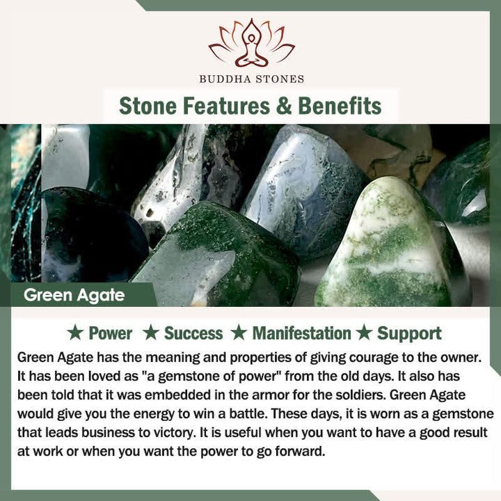 Buddha Stones Natural Green Agate Om Mani Padme Hum PiXiu Harmony Bracelet - image 5