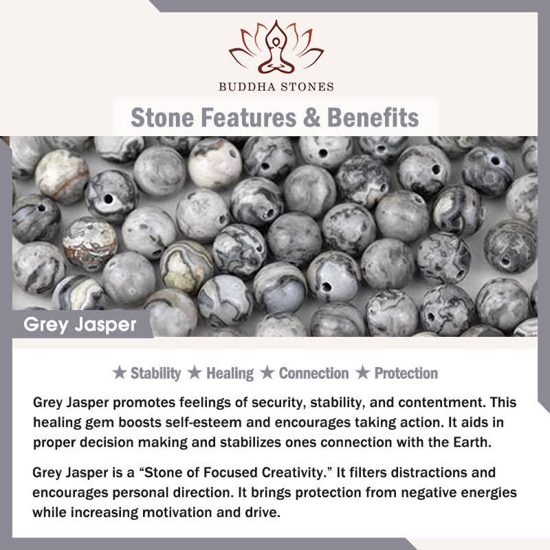Buddha Stones Frosted Stone Black Obsidian Grey Jasper Beads Activate Bracelet - image 7