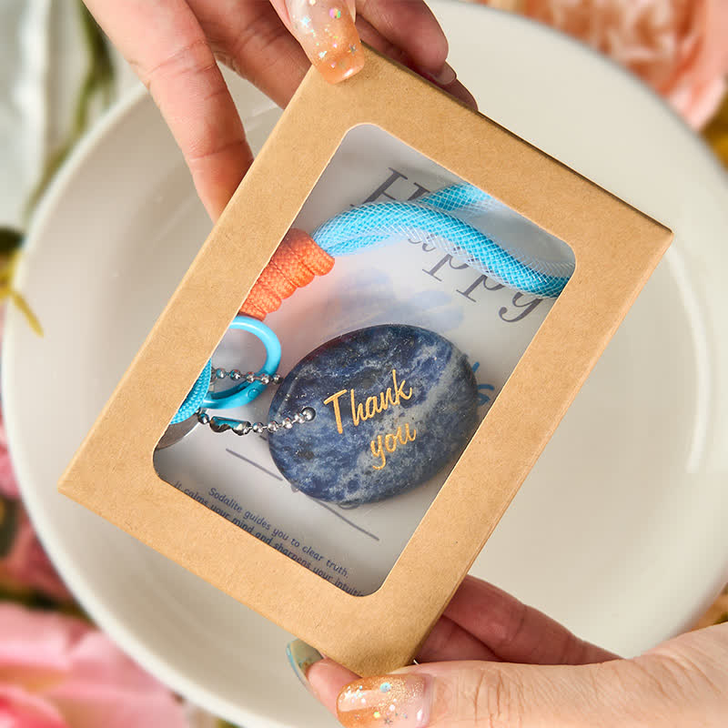 Buddha Stones Thank You Gifts Natural Sodalite Calm Key Chain Hanging Decoration - image 4