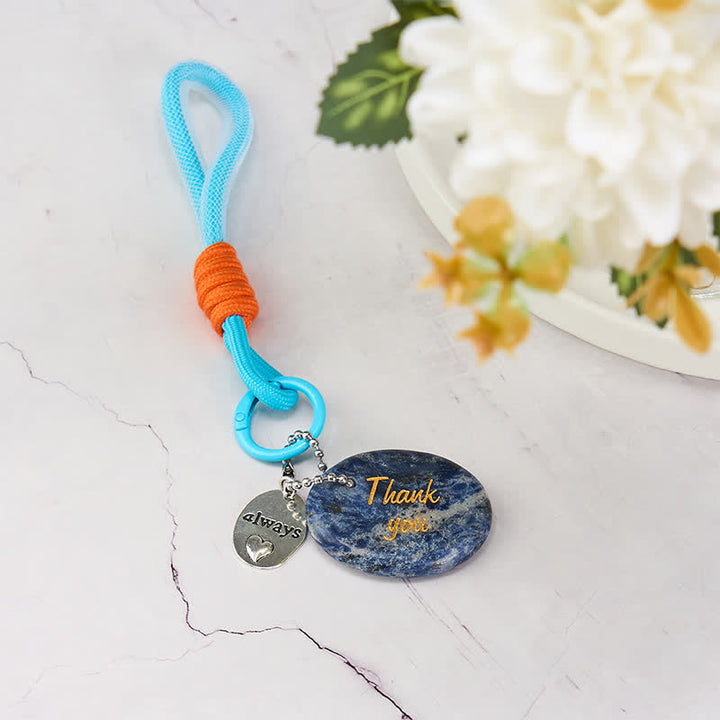 Buddha Stones Thank You Gifts Natural Sodalite Calm Key Chain Hanging Decoration - image 1