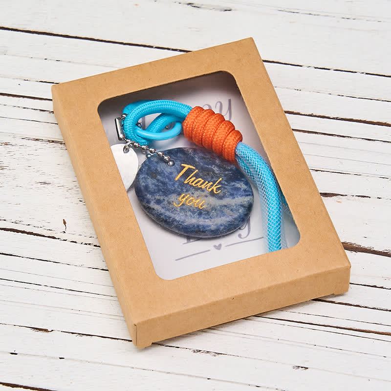 Buddha Stones Thank You Gifts Natural Sodalite Calm Key Chain Hanging Decoration - image 2