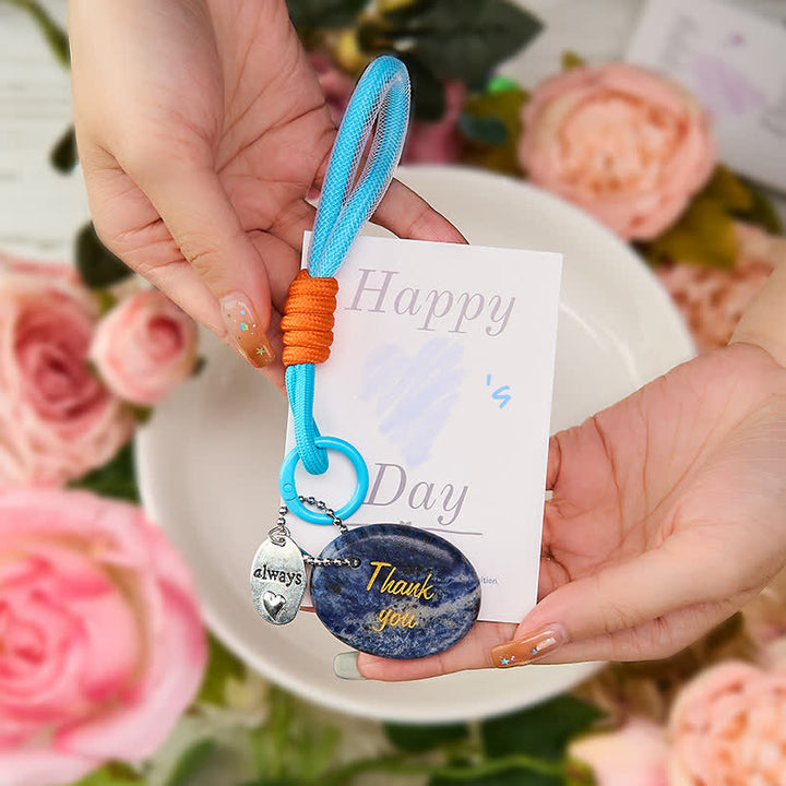 Buddha Stones Thank You Gifts Natural Sodalite Calm Key Chain Hanging Decoration - image 3
