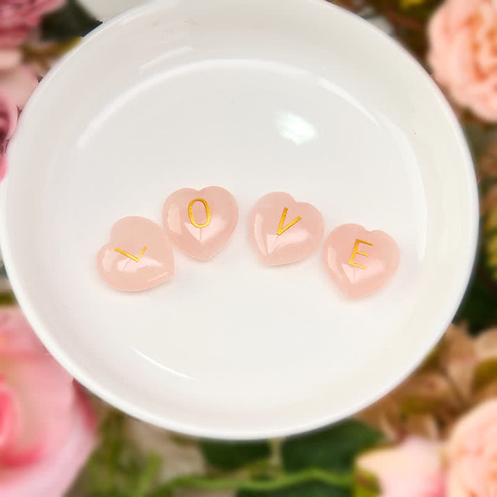 Buddha Stones 4Pcs Love & Comfort Heart Pattern Natural Rose Quartz Healing Crystal Stone Decor - image 10