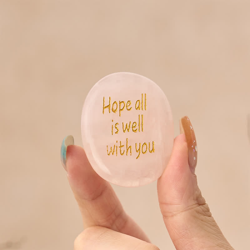 Buddha Stones Hope All Is Well With You Natural Rose Quartz Palm Stone Compassion Crystal Decor - image 1