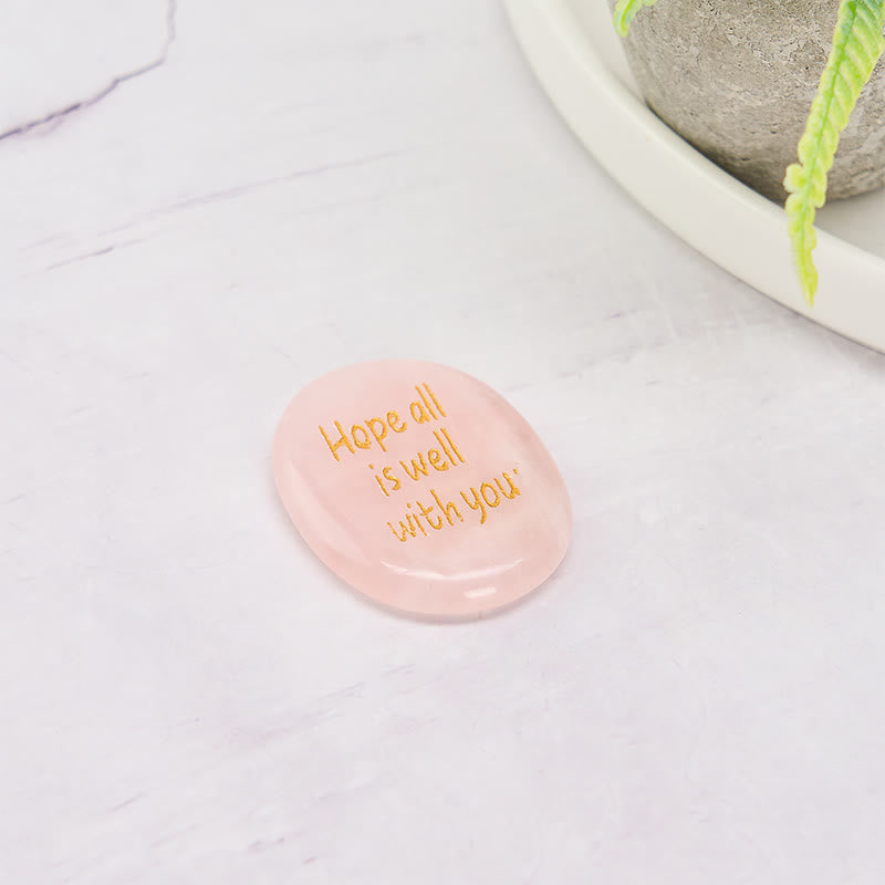 Buddha Stones Hope All Is Well With You Natural Rose Quartz Palm Stone Compassion Crystal Decor - image 4