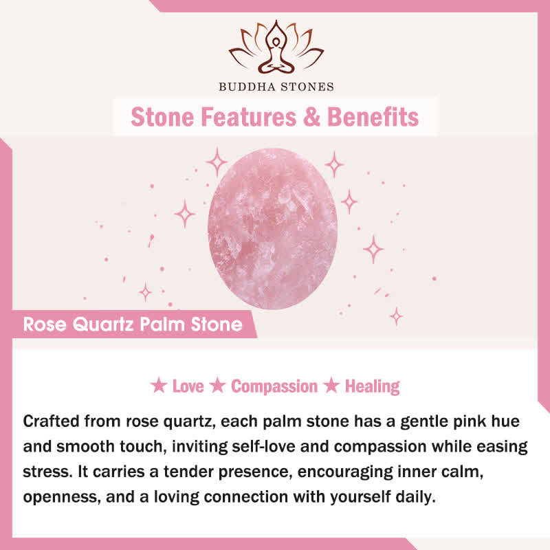 Buddha Stones LOVE Engraved Natural Rose Quartz Palm Stone Healing Crystal Decor - image 5