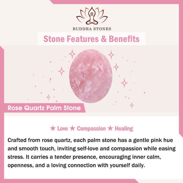Buddha Stones LOVE Engraved Natural Rose Quartz Palm Stone Healing Crystal Decor - image 5