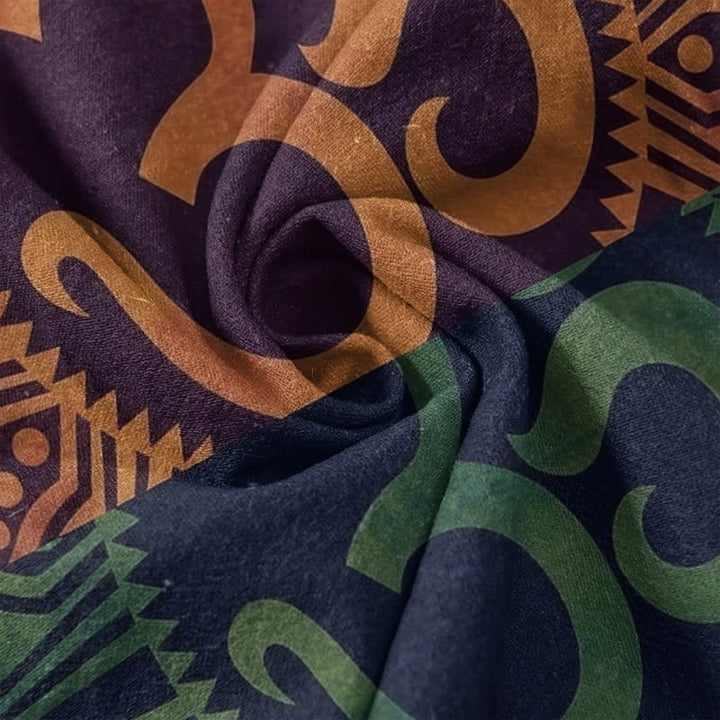 Buddha Stones Cotton Om Emblem Men's Short Sleeve Half Button Shirt - image 3