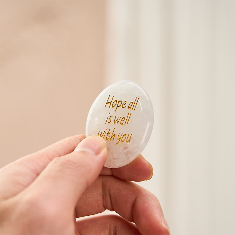 Buddha Stones Hope All Is Well With You Natural Clear Quartz White Crystal Palm Stone Energy Crystal Decor - Clear Quartz 3.5*4.5*0.7cm - image 0