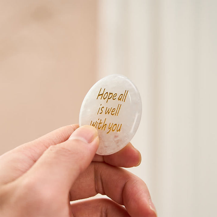 Buddha Stones Hope All Is Well With You Natural Clear Quartz White Crystal Palm Stone Energy Crystal Decor - Clear Quartz 3.5*4.5*0.7cm - image 0