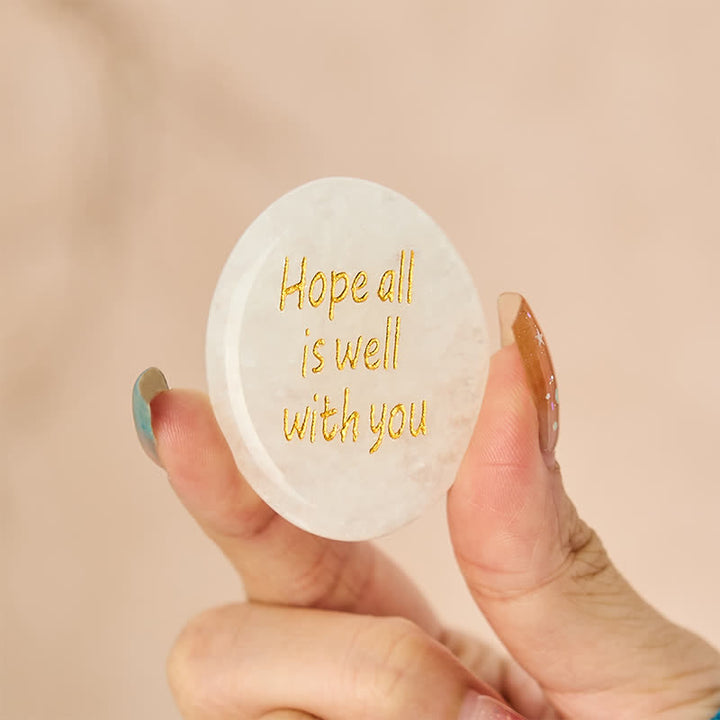 Buddha Stones Hope All Is Well With You Natural Clear Quartz White Crystal Palm Stone Energy Crystal Decor - image 1