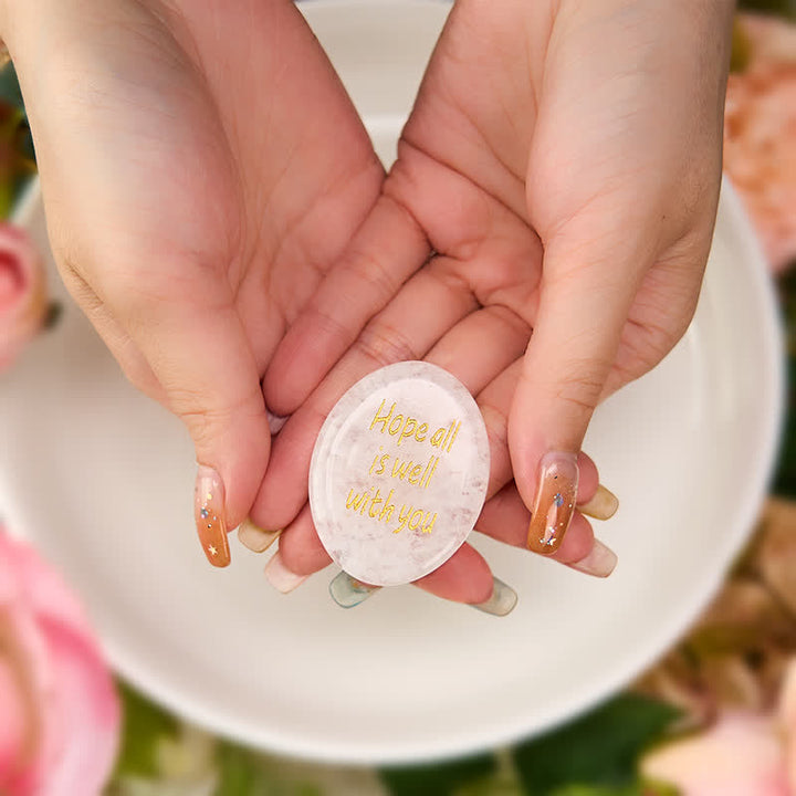 Buddha Stones Hope All Is Well With You Natural Clear Quartz White Crystal Palm Stone Energy Crystal Decor - image 2