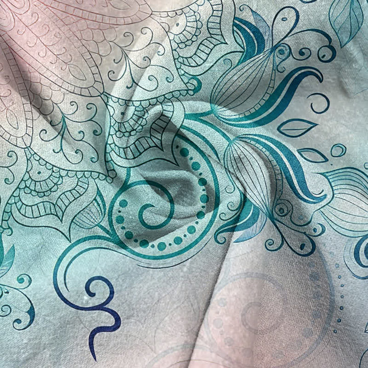 Buddha Stones Cotton Mandala Floral Emblem Men's Short Sleeve Half Button Shirt - image 2