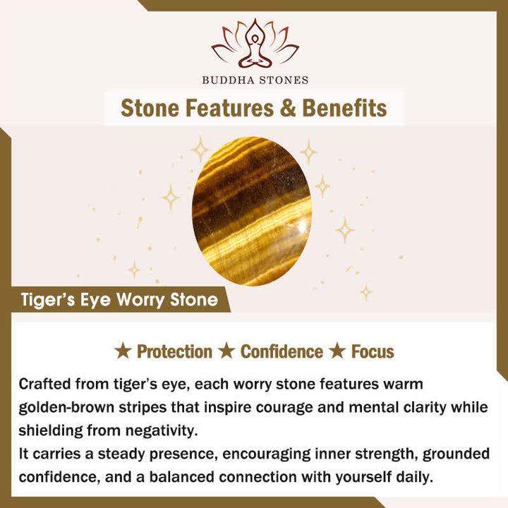 Buddha Stones Confidence & Focus Natural Small Tiger's Eye Worry Stone Crystal Decor 3.5*4.5cm - image 5