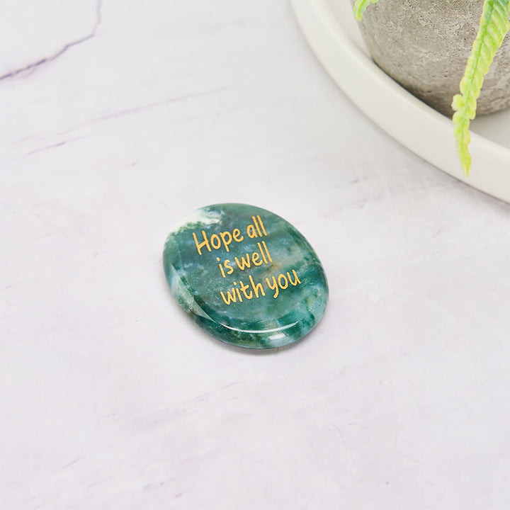 Buddha Stones Hope All Is Well With You Natural Moss Agate Palm Stone Growth Crystal Decor - image 4
