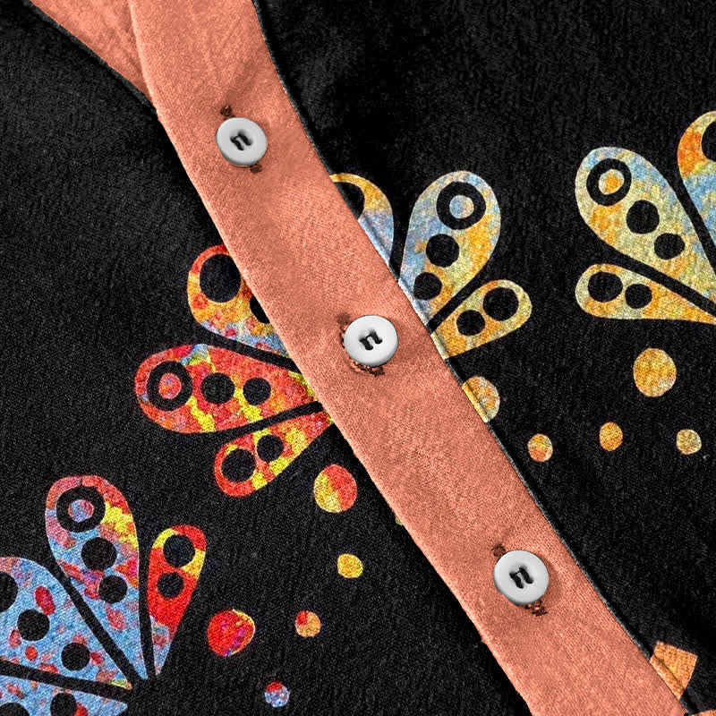 Buddha Stones Cotton Om Lotus Mandala Peacock Emblem Men's Short Sleeve Half Button Shirt - image 3