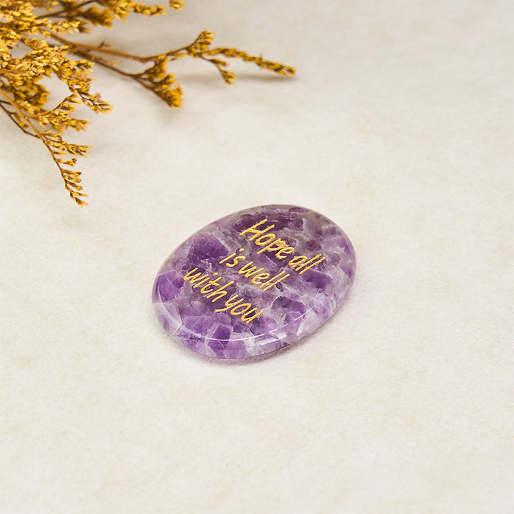 Buddha Stones Hope All Is Well With You Natural Amethyst Palm Stone Growth Crystal Decor - image 4